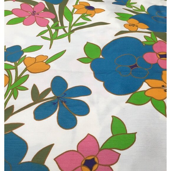 5th Avenue Designs Fabric Flower Power Fabric Large Print Turquoise Pink 8 Yd - Picture 2 of 10